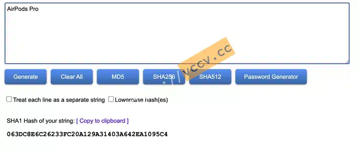 Generate sha1 values