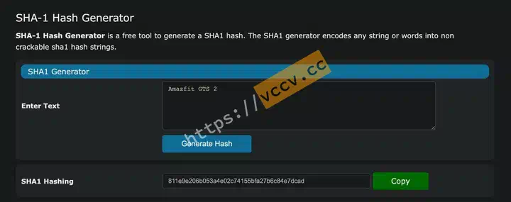 Generate sha1 values