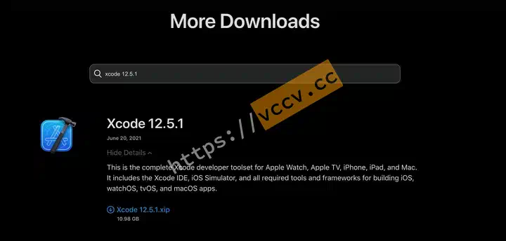Download version 12.5.1 of Xcode